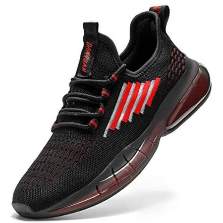 Mens Running Walking Gym Athletic Tennis Blade Shoes Fashion Breathable Sneakers Black-Red